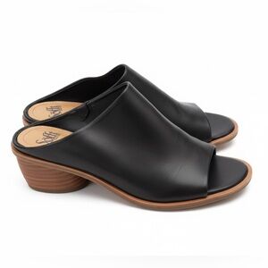 Sofft Black Leather Open-Toe Mules
